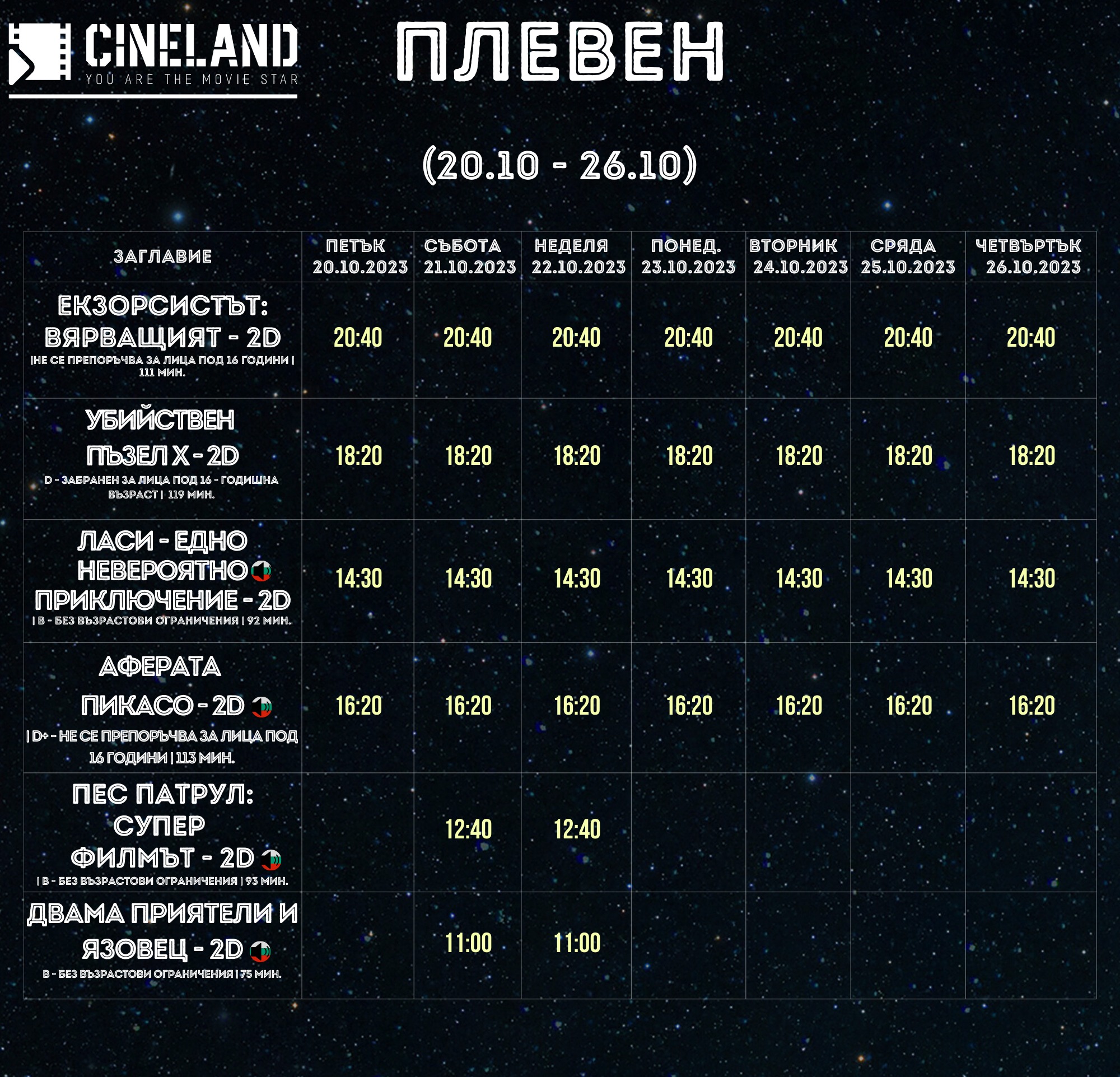 CineLand :      20-26.10.2023